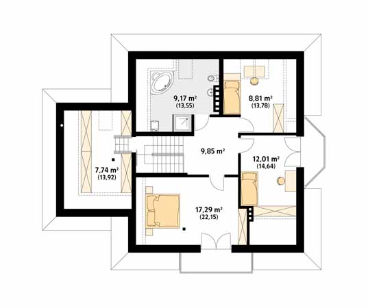 Projekt domu Wilga - rzut poddasza