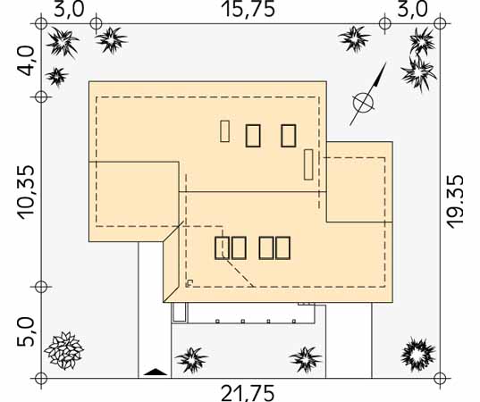 Projekt domu Wist - usytuowanie na działce