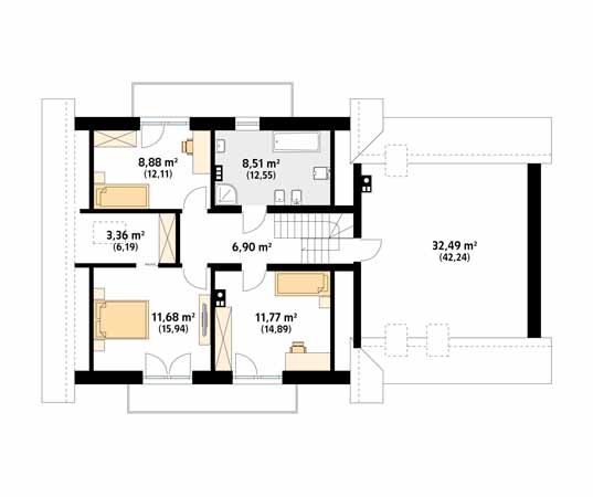 Projekt domu Wolta 3 - rzut poddasza