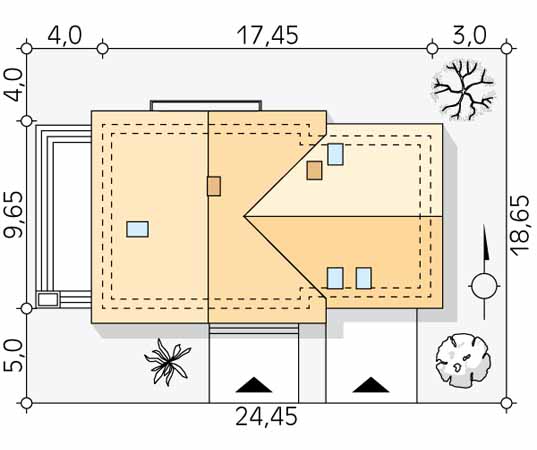 Projekt domu Wolta 3 - usytuowanie na działce