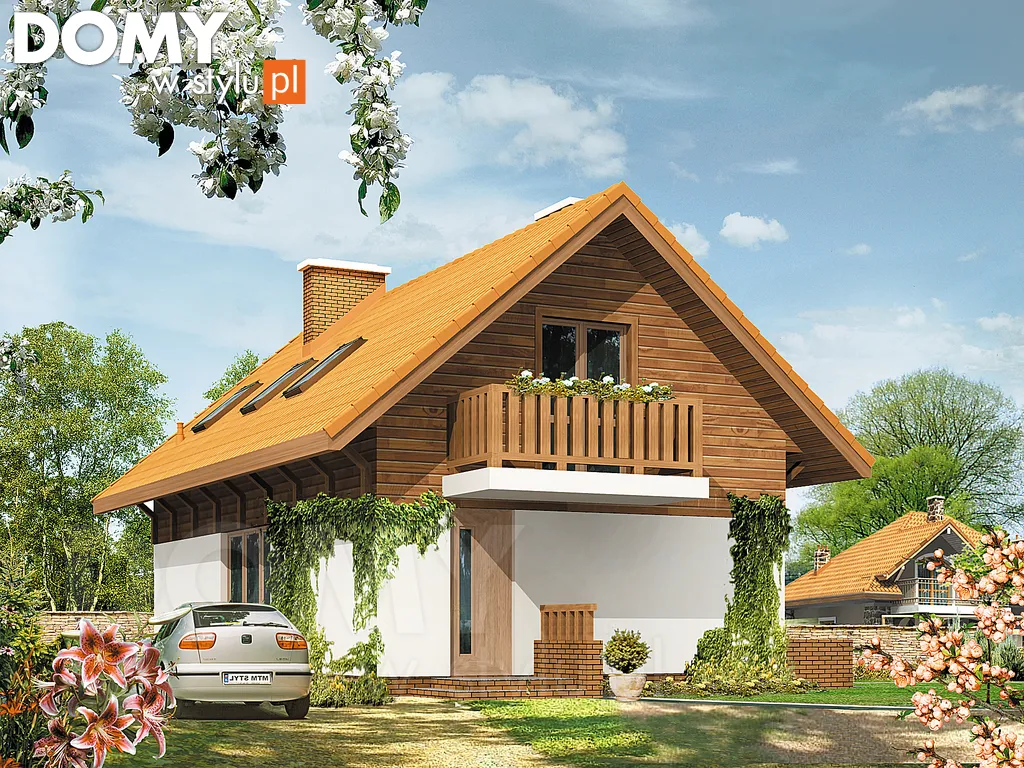 Projekt domu z poddaszem Wrzos - wizualizacja frontowa