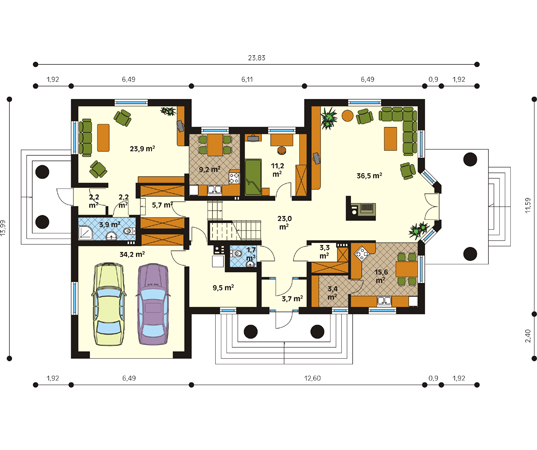Projekt domu Wulkan - rzut parteru