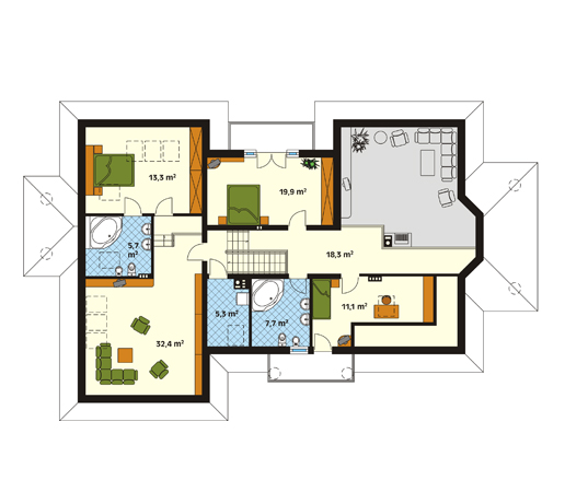 Projekt domu Wulkan - rzut poddasza