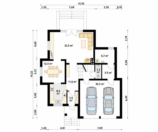 Projekt domu Zefir - rzut parteru