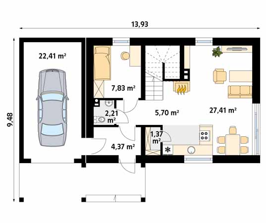 Projekt domu Zeo - rzut parteru