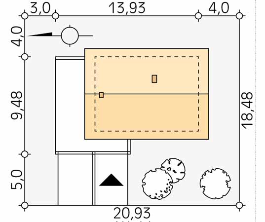 Projekt domu Zeo - usytuowanie na działce