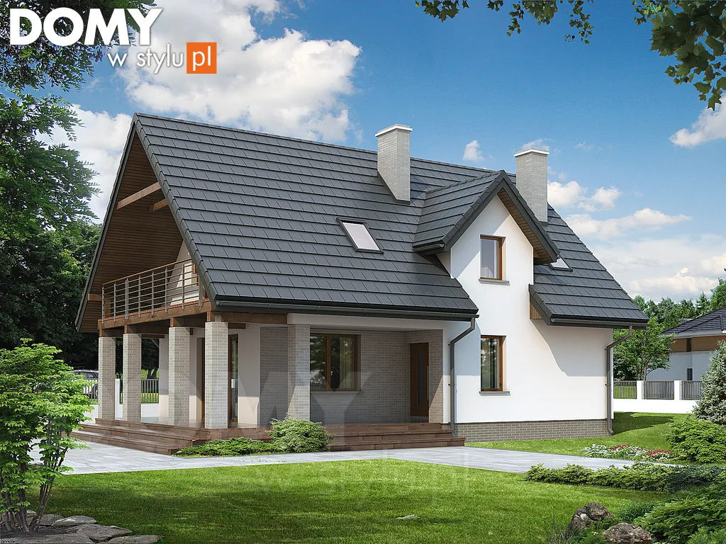 Nowoczesny projekt domu z poddaszem Zięba - wizualizacja frontowa