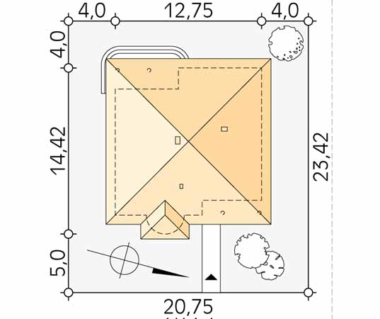 Projekt domu Zośka - usytuowanie na działce