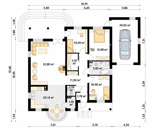 Projekt domu Zośka 2 - rzut parteru