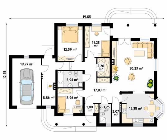 Projekt domu Zośka 3 - rzut parteru